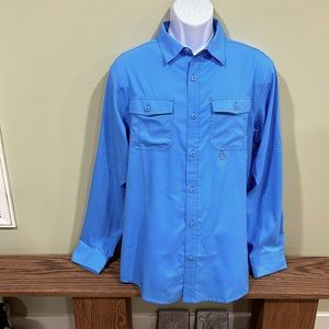 Columbia Men’s Long Sleeve Blue Omni-Shade Sun Protection Shirt Size Medium